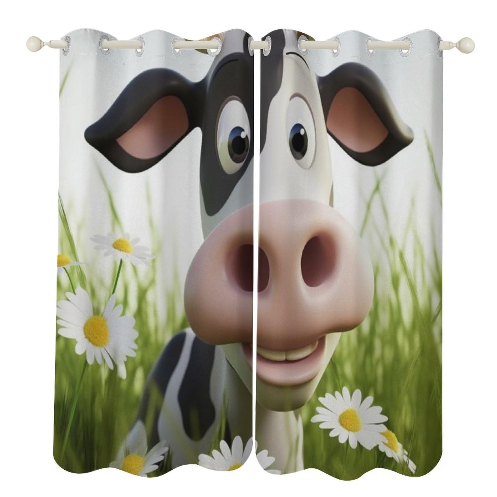 Rideaux occultants contre le froid et la lumière 132x213 cm motif vache pour salon