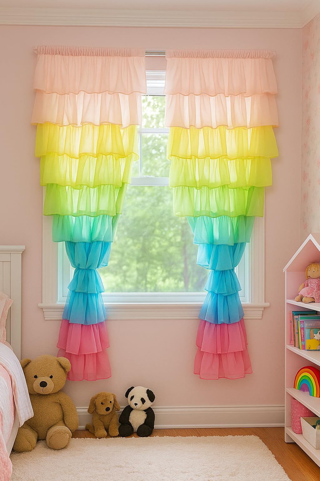 NYSARG Decor Hub Ruffle Cotton Curtain for Window | Boho Style | Light Filtering Single Frill Curtain for Living Room, Bedroom, Kids Room & Kitchen (5 feet, 60 * 42inch) (Peach)-image-15