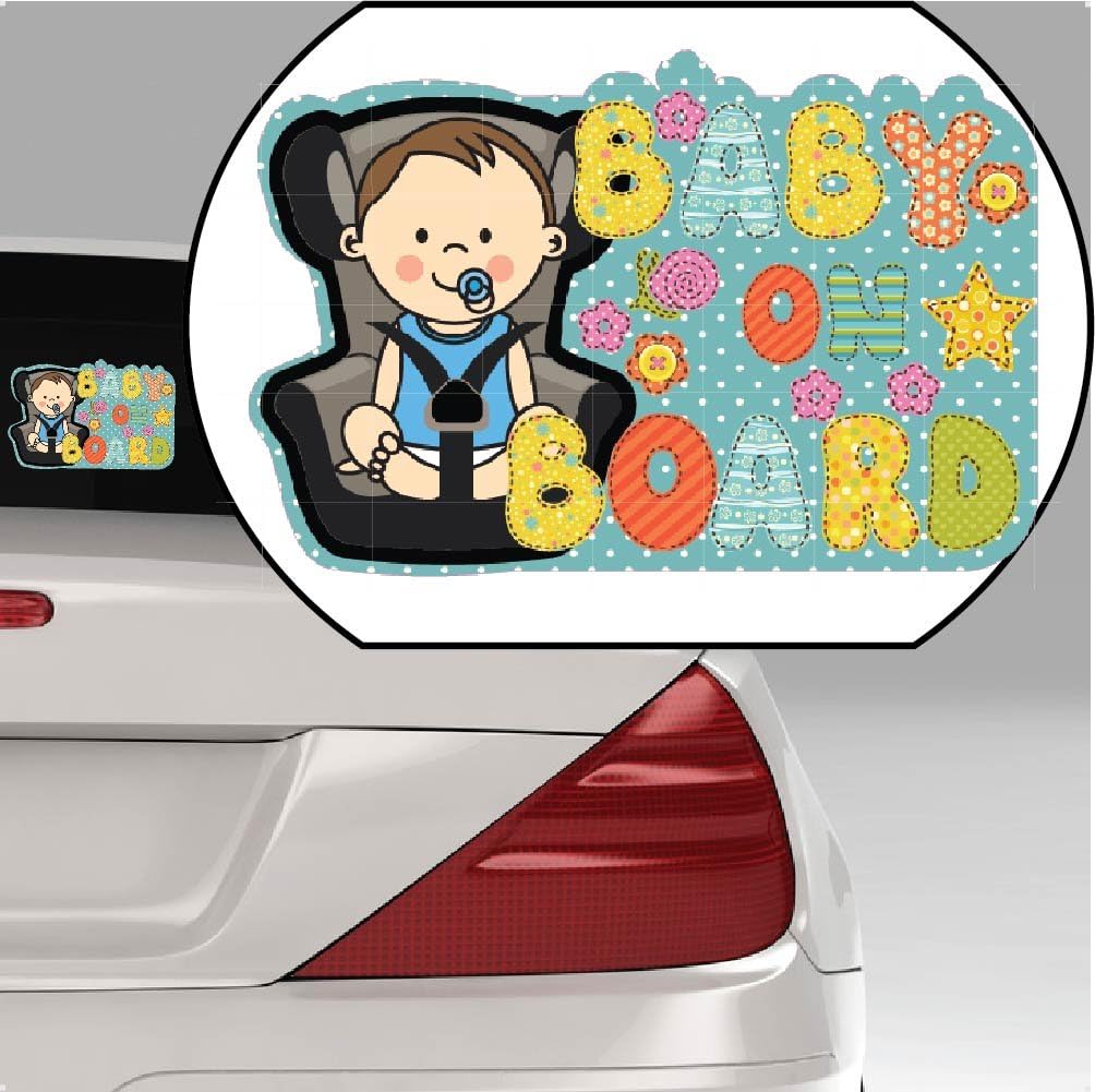 Baby On Board Boy LAMINATED Car Sticker Car Sign,Vehicle graphics Bumper Stickers