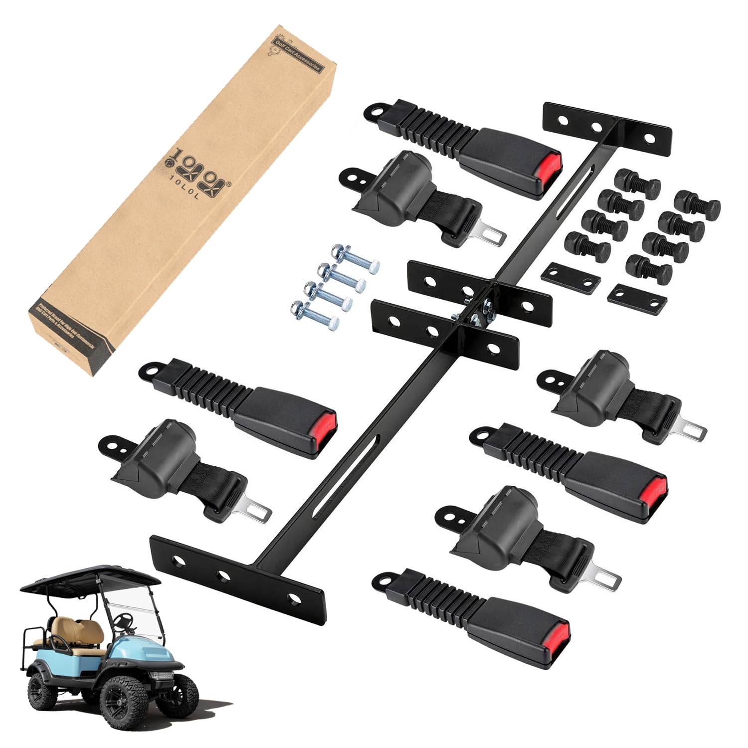 Photo 1 of 10L0L Golf Cart Seat Belts Kit,Universal for 4 Passenger/2+2 Seats EZGO TXT Club Car Yamaha,42” Belts with Bracket with Street-legal Upgrades