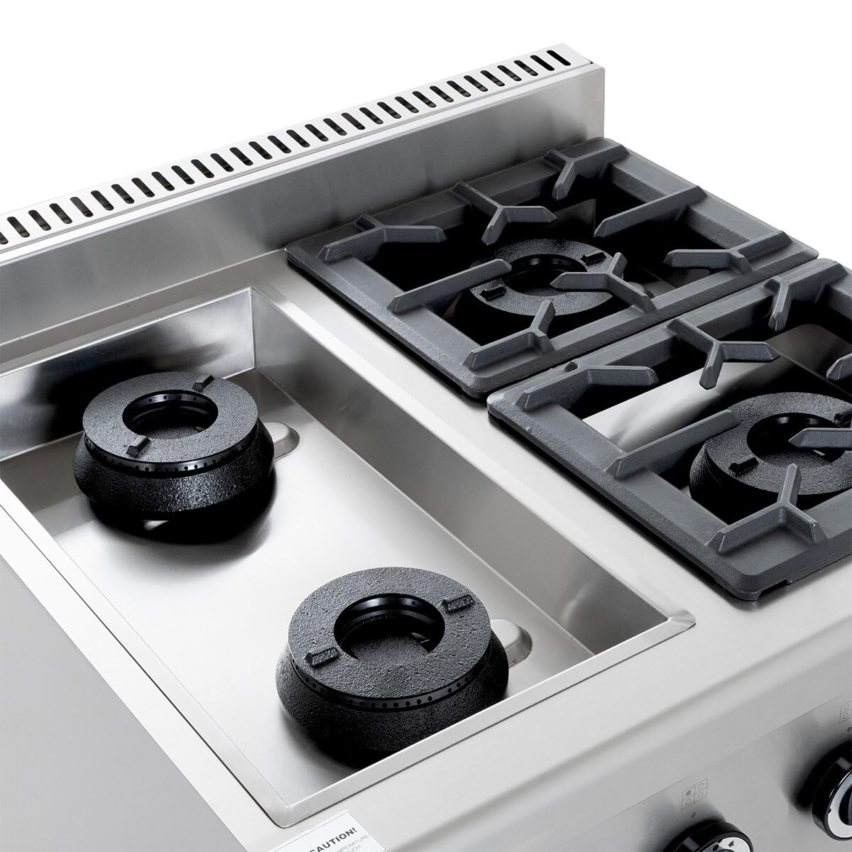 GastroHero Cuisinière à gaz 4 brûleurs 28,8 kW en acier inoxydable sur pied ouvert sous montage ECO série professionnelle cuisinière à gaz gastronomie