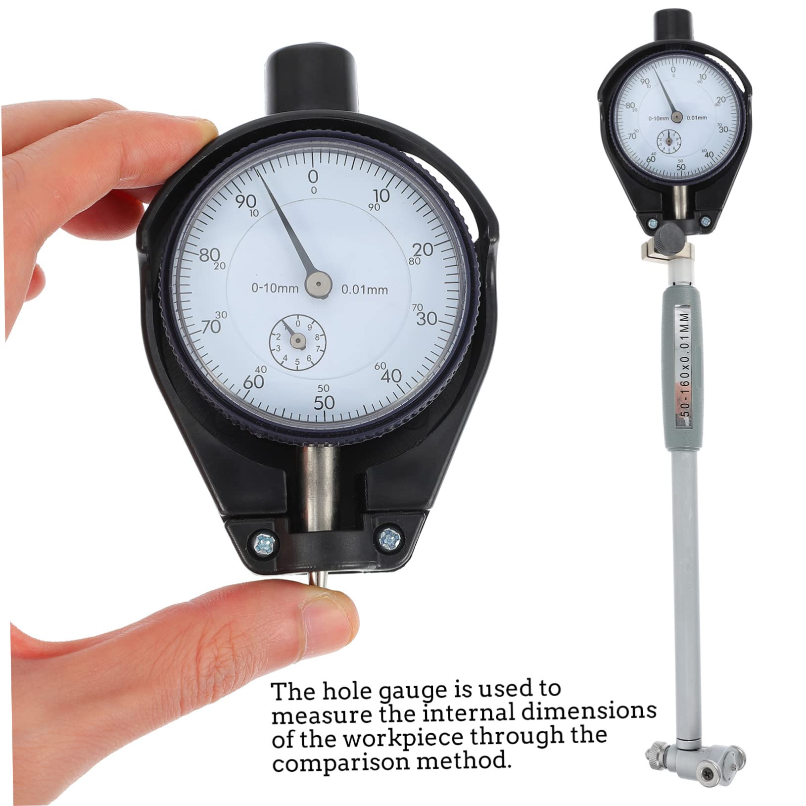 ULTECHNOVO Calibre de Orificios de Medición Manual de Precisión, 50-160mm, 0,01mm, Acero, para Reparación de Vehículos | Acero Negro, 1 Juego, Medición Manual Precisa, Uso en Reparación de Vehículos
