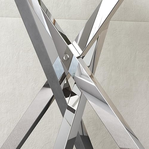 Miniatura 6 de Juego de 2 mesas auxiliares pequeñas con patas cromadas, mesa auxiliar cuadrada de vidrio templado moderna para sala de estar, sofá, habitación,