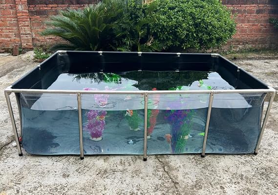 Aquarium Pool Pond,Collapsible Fish Ponds for Outside with Transparent Clear Viewing Panel,880 Gallon Fish Tank,PVC Canvas Above Ground Pond,Indoor/Outdoor Pond for Koi,Goldfish,with Drain Valve