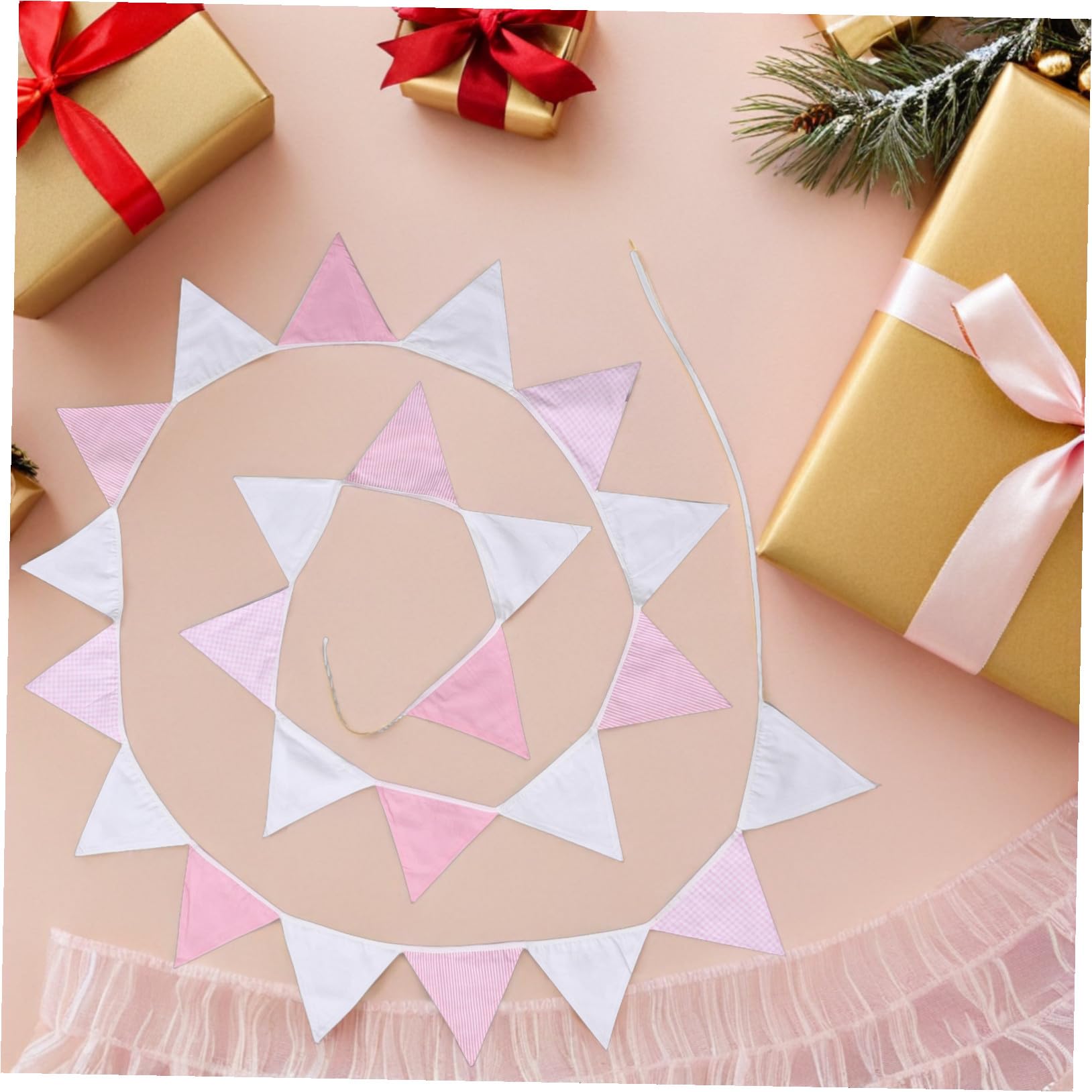 2 Piezas Banderines Triangulares de Algodón Diseño Versátil y Elegante Reutilizables para de Fiestas Infantiles y Cumpleaños