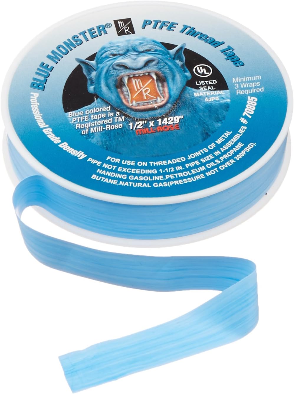 70885 Blue Monster PTFE Pipe Thread Sealant Tape, 1/2-Inch x 1429-Inches, Blue