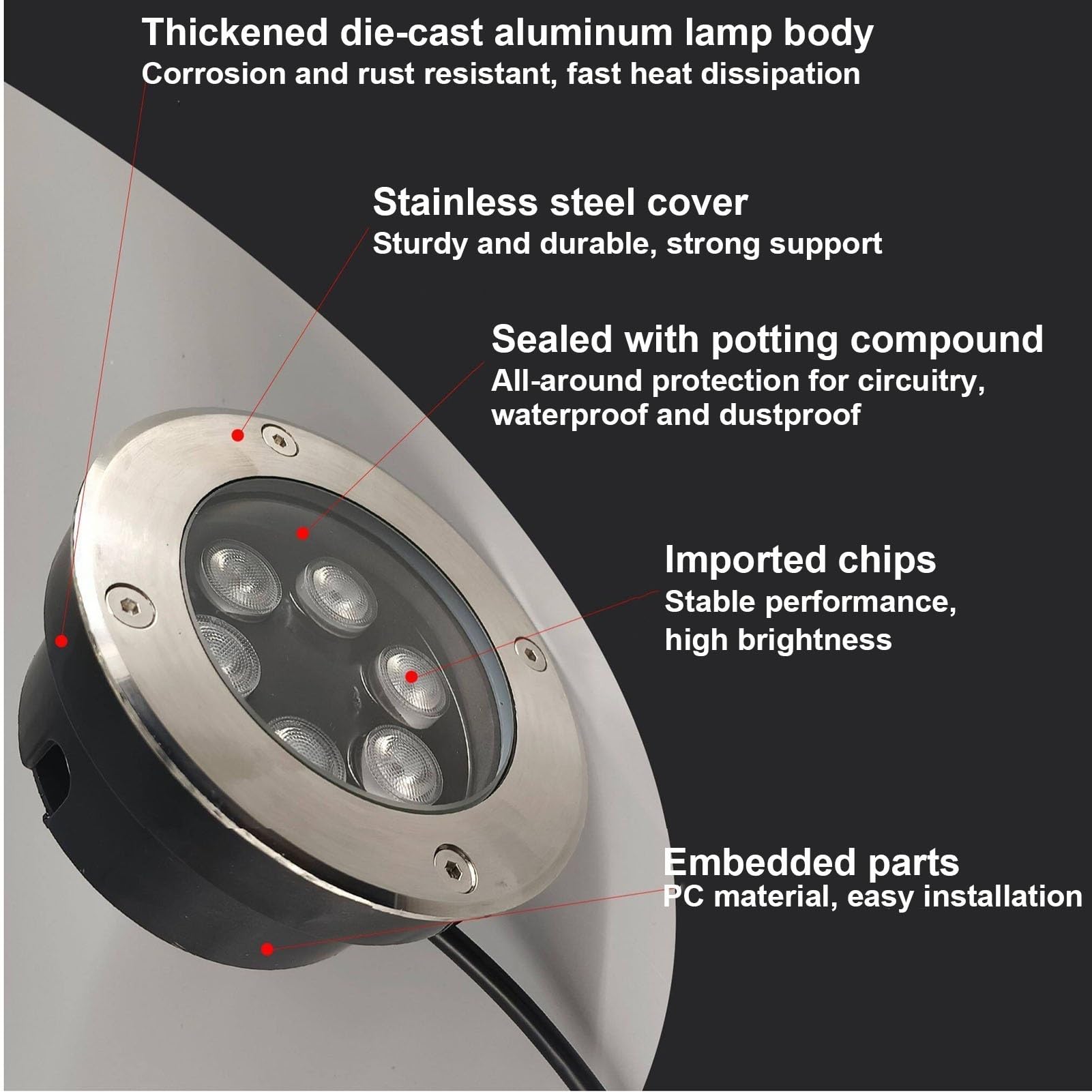 Reflektory wiązki LED - wodoodporna lampa ogrodowa IP67, wpuszczana zewnętrzna lampa punktowa LED, bardzo cienkie lampy pochowane 220 V, reflektor podłogowy, lampa podłogowa (niebieski, 12 W