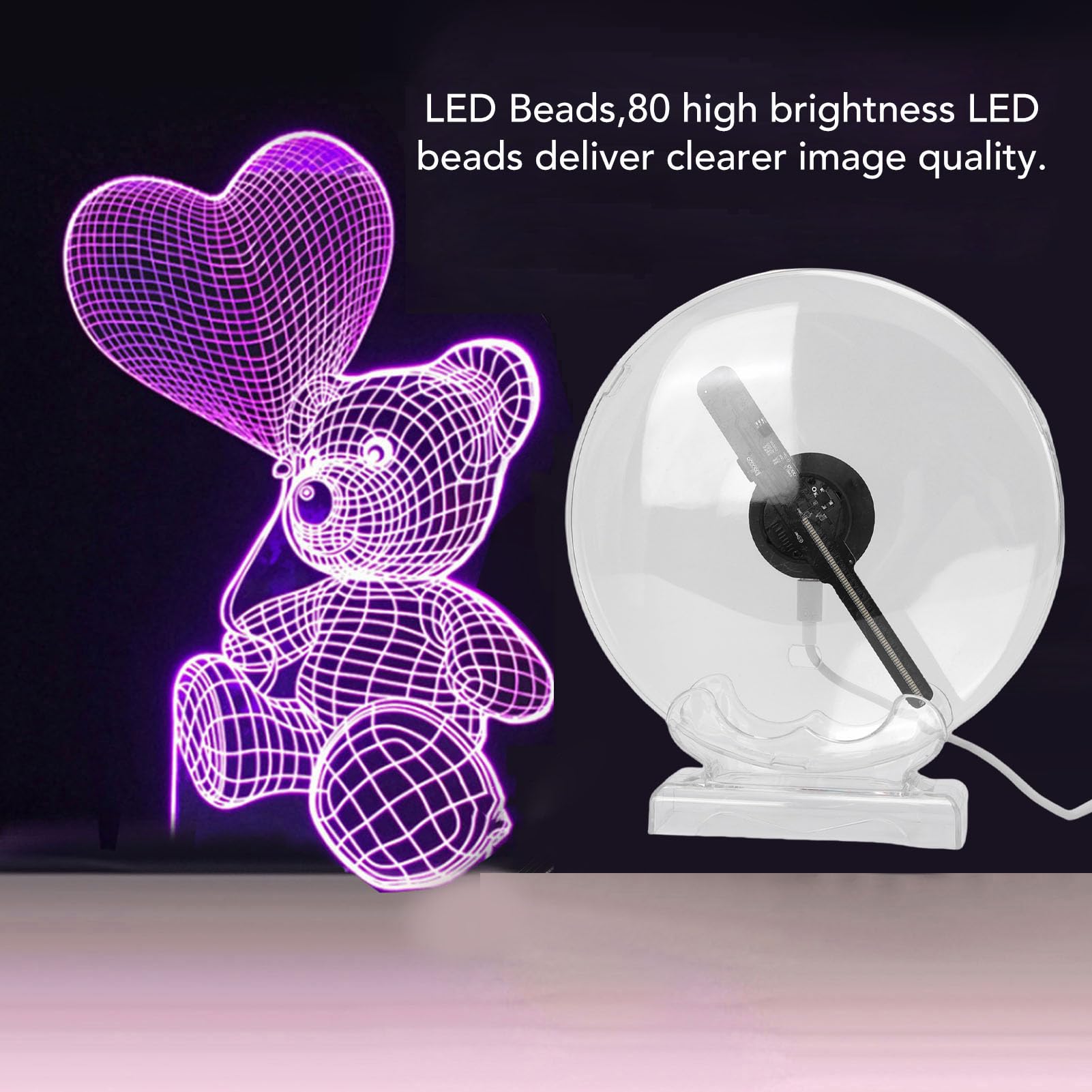 XUMIUZIY 3D Hologramm Lüfter mit WLAN, Desktop Hologramm Projektor Werbemaschine mit Abdeckung für Kommerzielle Anzeige, Leiser Betrieb, Integrierte 4G Speicherkarte