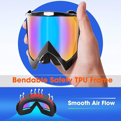 Miniatura 7 de Gafas de esquí de nieve para adultos, gafas de snowboard para jóvenes, adolescentes, hombres y mujeres, gafas de moto de nieve de visión amplia