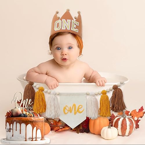 Vista 85 de Juego de decoración de primera fiesta con diseño de margaritas bohemias para silla de bebé, decoración de primera fiesta con adorno de pastel hecho