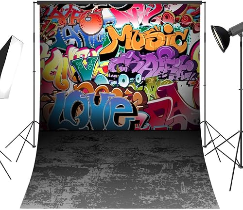 LB TY111 panel de fondo de vinilo personalizado con diseño graffiti, de 5 x 7 pies, para estudio de fotografía.