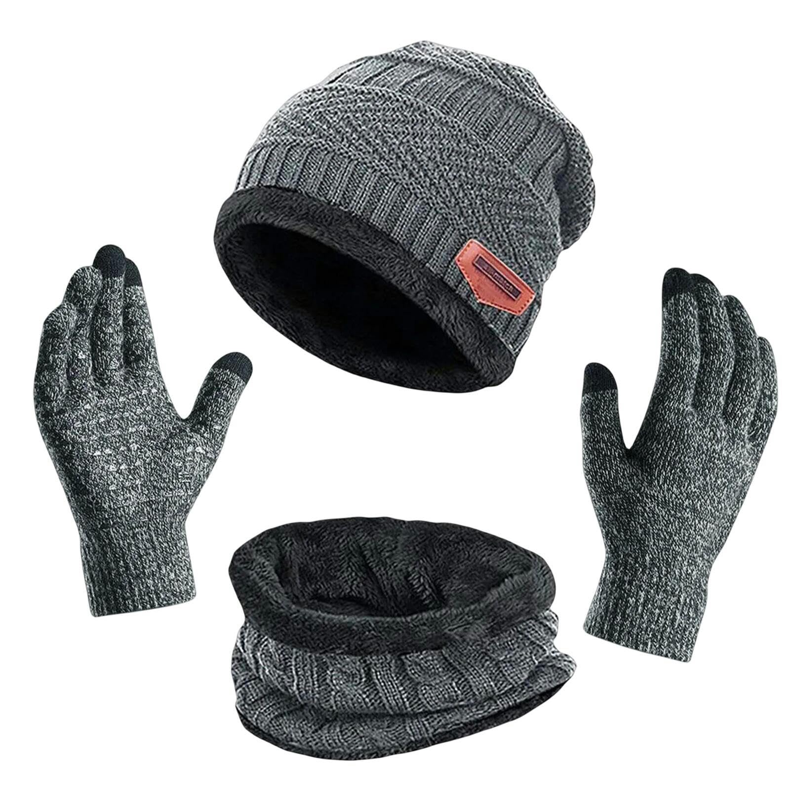 Schal Mütze Handschuh Set Winter Warmer Lässiger Beanie Hut Schal Handschuhe Für Frauen Männer Outdoor Sport Warmer Hut