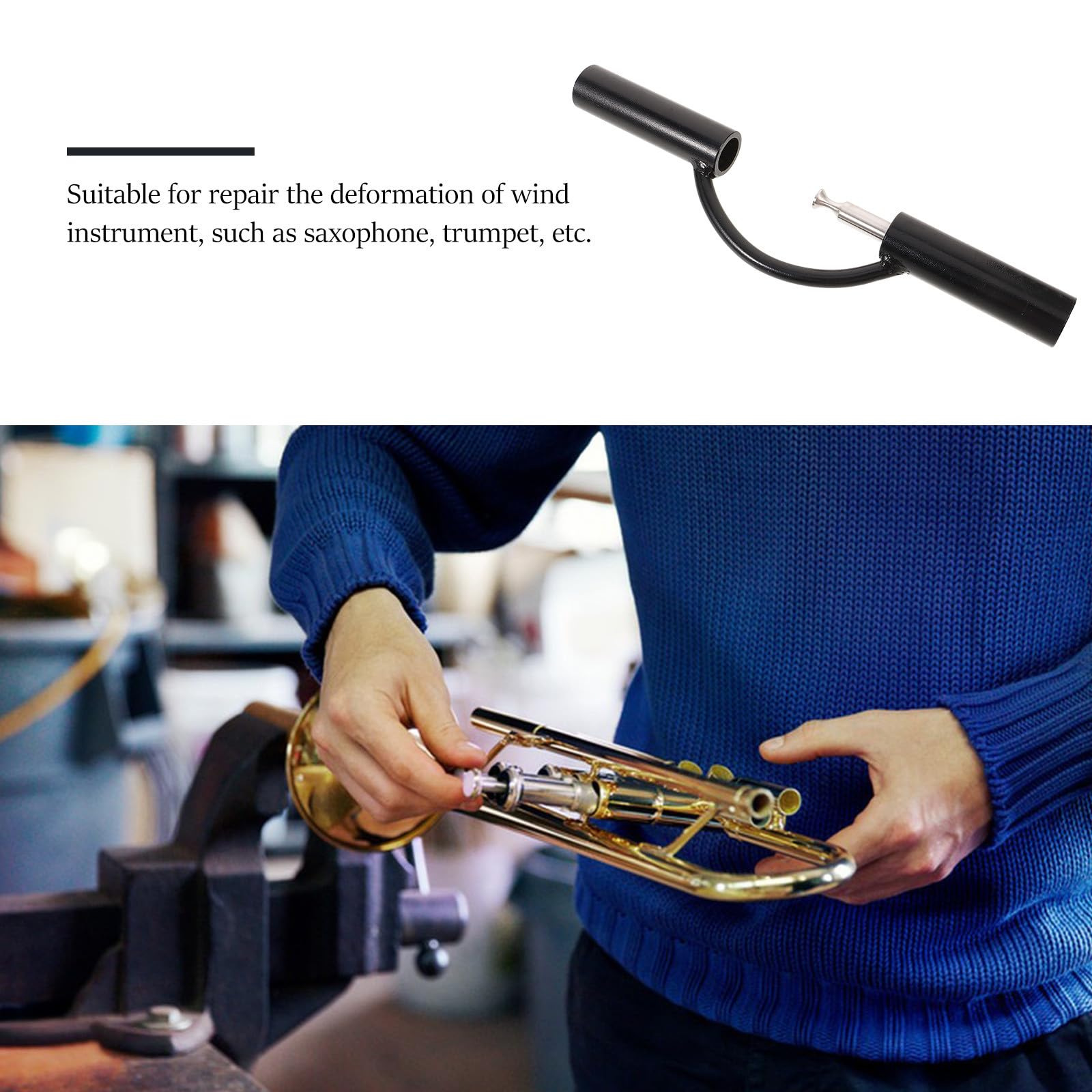 TOYANDONA Zweihändige Metall Presswalze Saxophon Trompete Reparaturwerkzeug Blasinstrument Verformungsreparatur Langlebig Schwarz