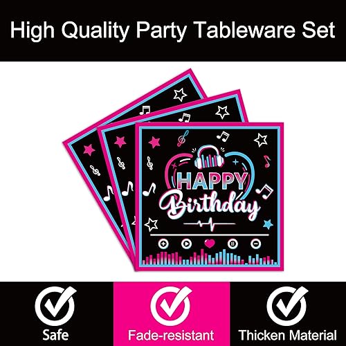 Miniatura 78 de 96 piezas de suministros de fiesta de neón para platos de fiesta, servilletas, vajilla, neón brillante, cumpleaños, pintado, decoración de fiesta