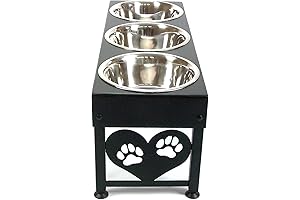 Large Elevated Pet Feeder with Storage, 12 Inch Tall Triple Stainless Raised...