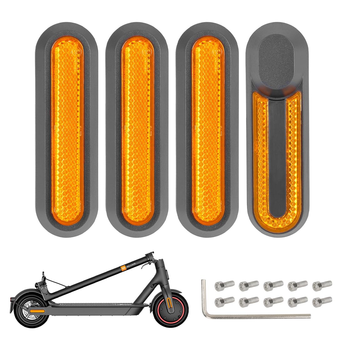 4 piezas Cubierta Reflectante para Rueda Trasera, tiras reflectantes y reflectores, accesorios patinete xiaomi, compatible con Xiaomi M365, Pro, 1S, Pro2, Mi3 Scooter