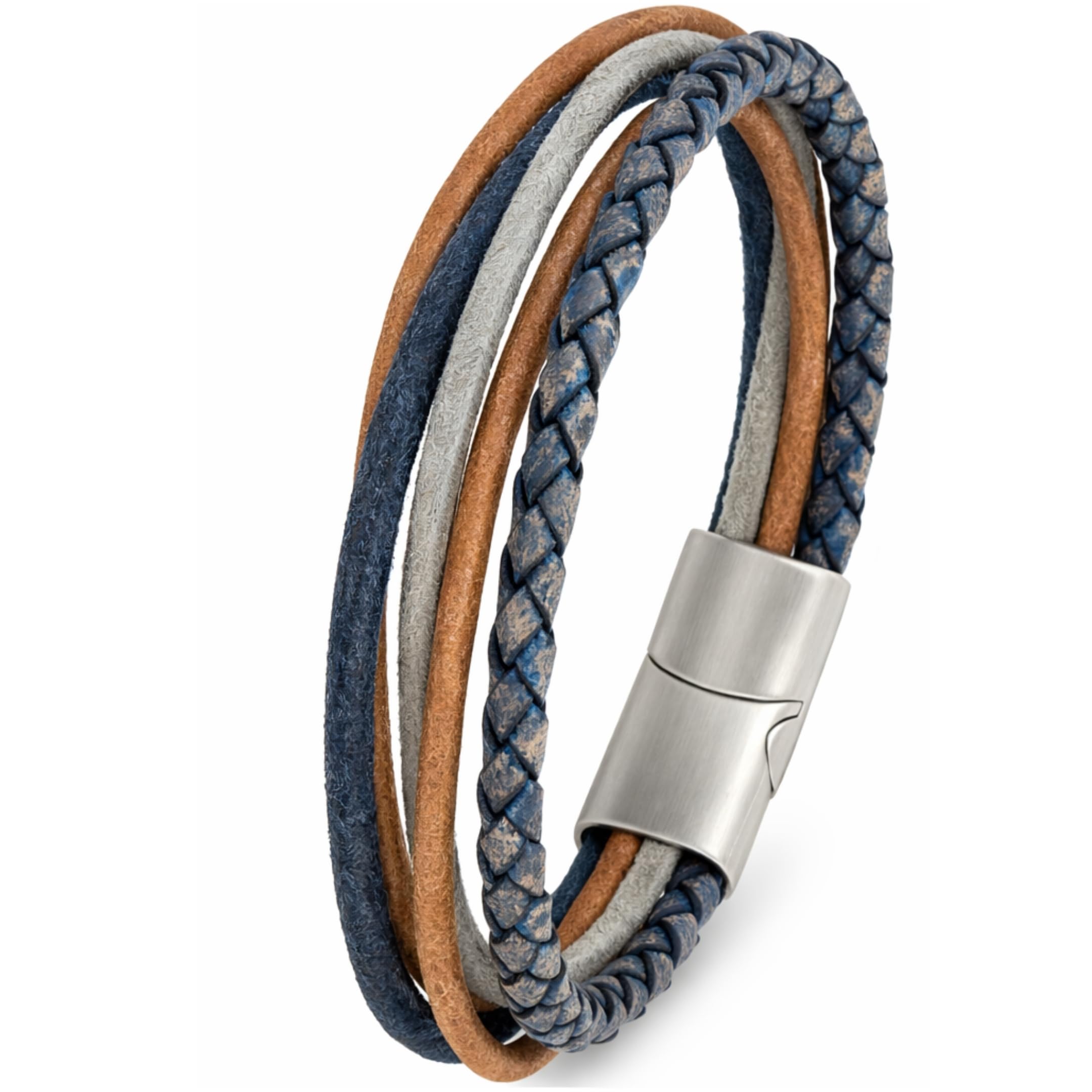 Simaru Lederarmband, 4mm geflochten zum Wickeln für Frauen &