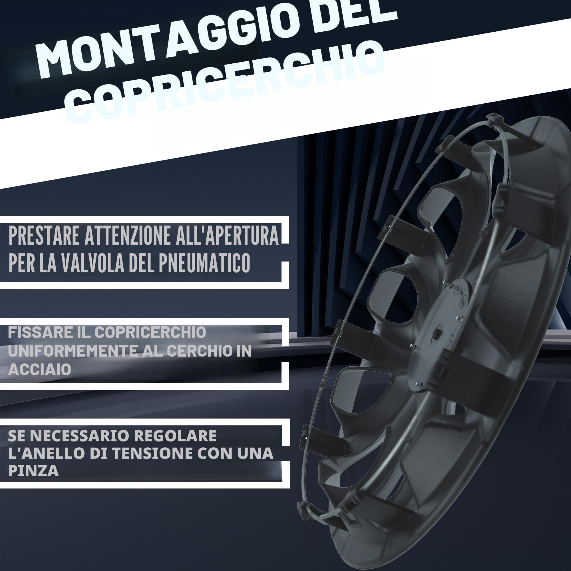 NRM The Best - Copricerchi bicolore bianco/nero, 15 pollici, per cerchioni in acciaio, set da 4 pezzi, colore: Bianco/Nero