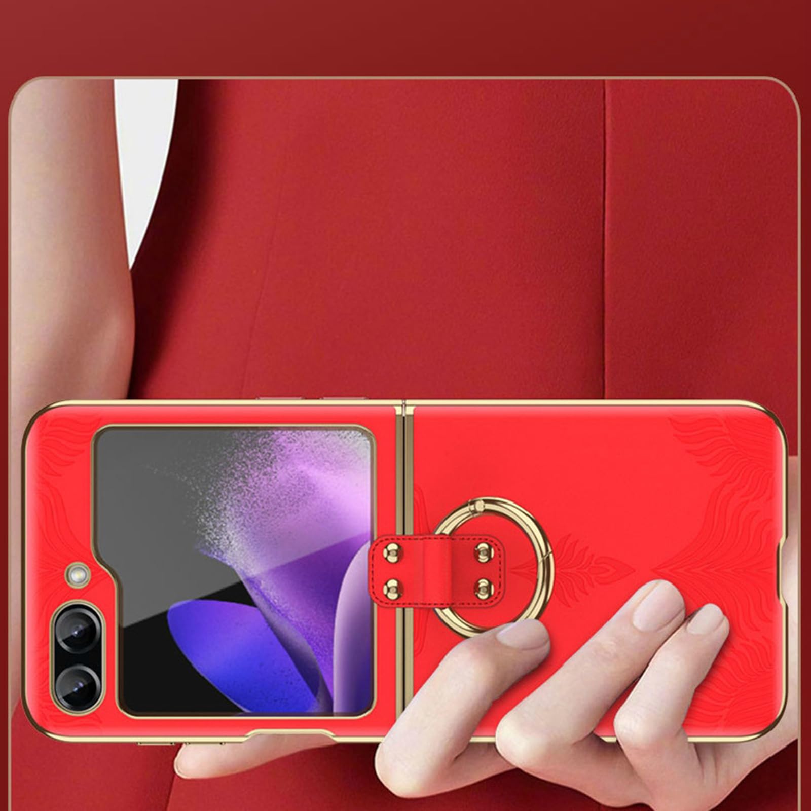 Etui na telefon komórkowy do Samsung Galaxy Z Flip 7, luksusowe, galwanizowane, z prawdziwej skóry, ultracienkie, z podstawką, odporne na uderzenia, złote, Flip 7