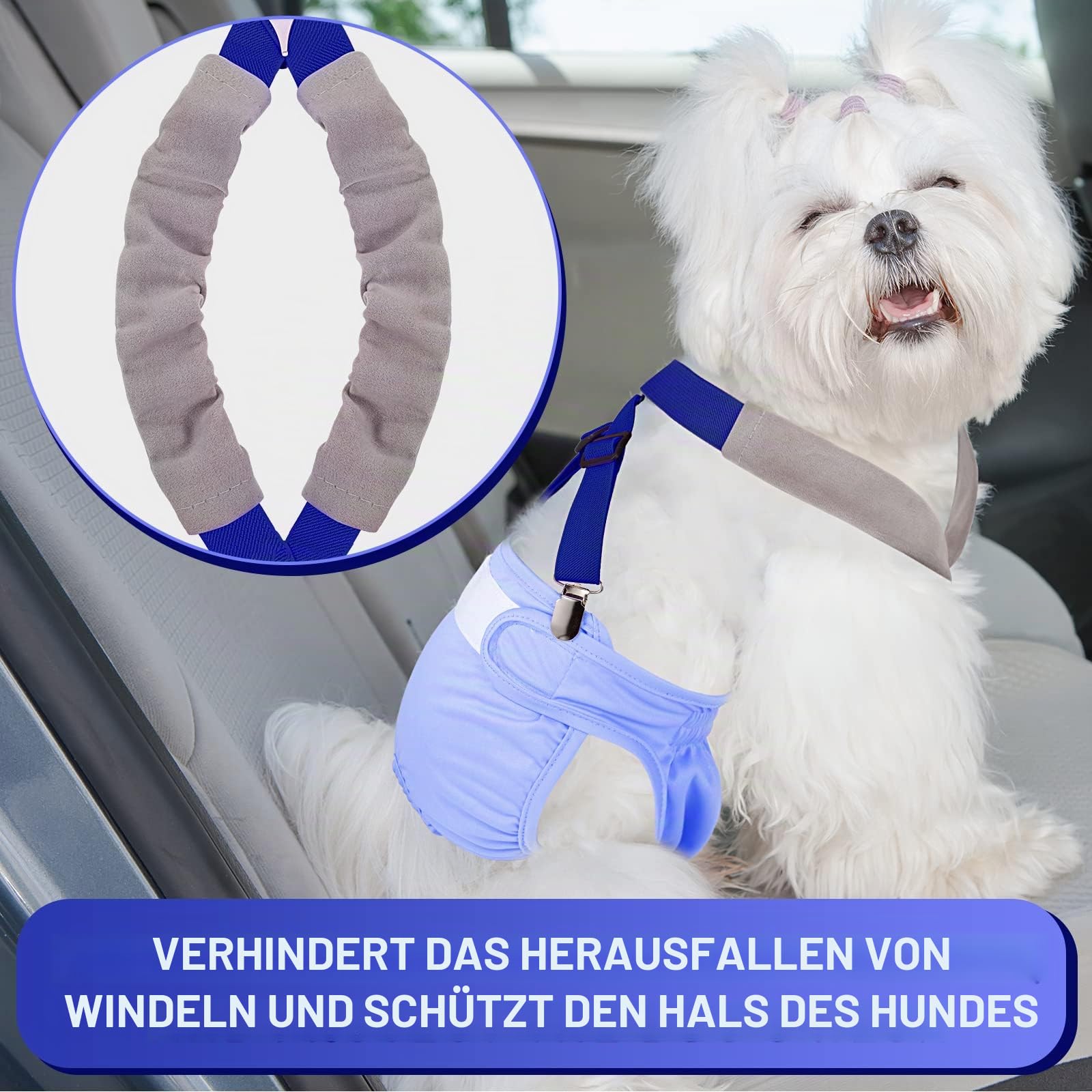Saintrygo Hunde-Hosenträger für Windeln, für Hündinnen und Rüden, Hundegeschirr, hält Windel an deinem Haustier, für kleine, mittelgroße und große Hunde, 2 Stück, schwarz und blau, Größe M