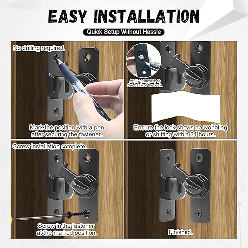 Miniatura 4 de Cerradura de puerta de granero abatible de 90180 grados, cierre de aleación de zinc resistente para gabinete corredizo de baño, cobertizo de RV,