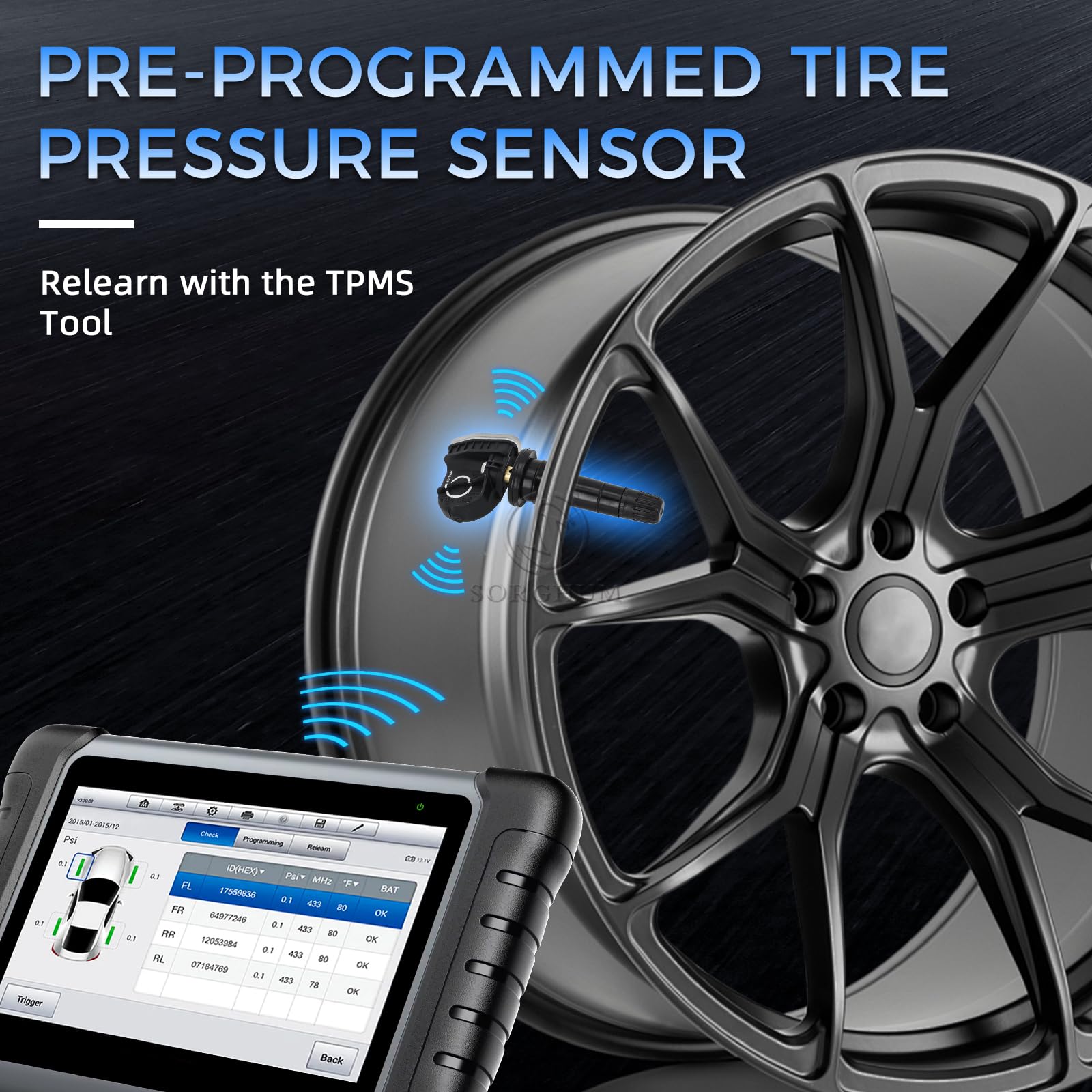 Pre-programmed S 4PCS Pre-Programmed TPMS Sensors 315MHz - Compatible ...