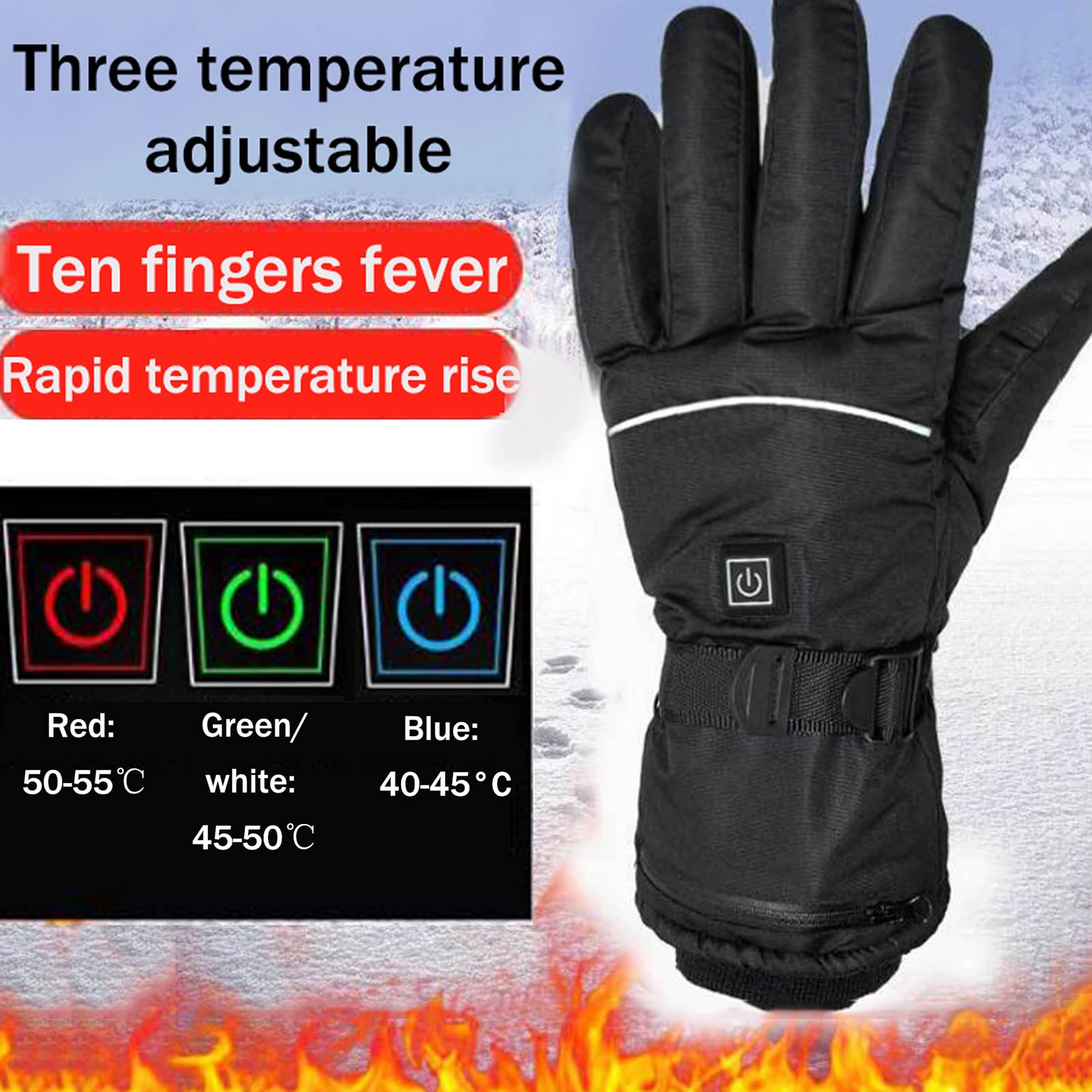 Verwarmbare handschoenen, 3,7 V, oplaadbare accu
