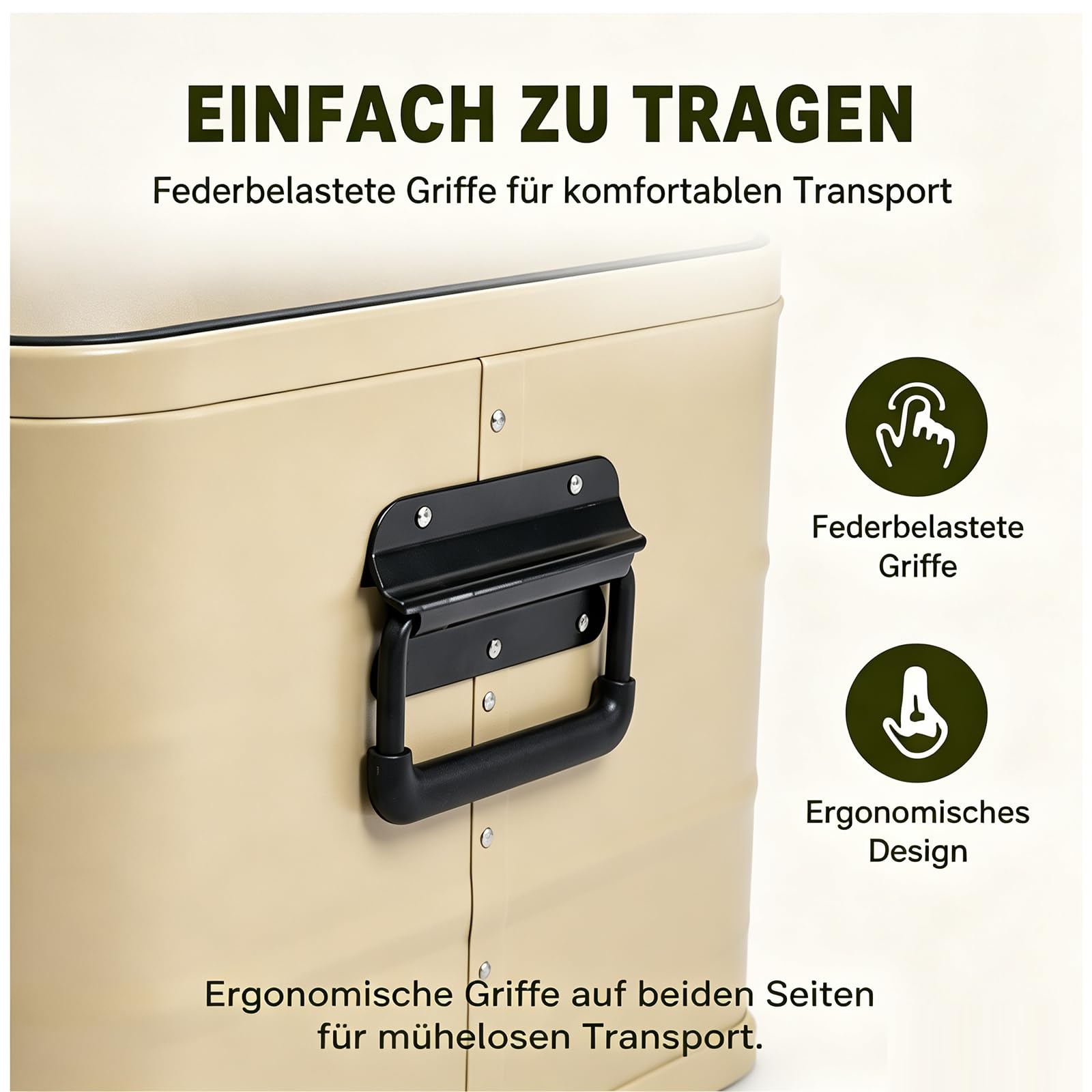 Aluminium Aufbewahrungsbox 30L/50L Wasserdicht mit Deckel, Transportbox mit Gummidichtung, Alubox, Aluminium Box mit verstärkten Ecken & Griffen für Camping Outdoor Reisen (50L Khaki)