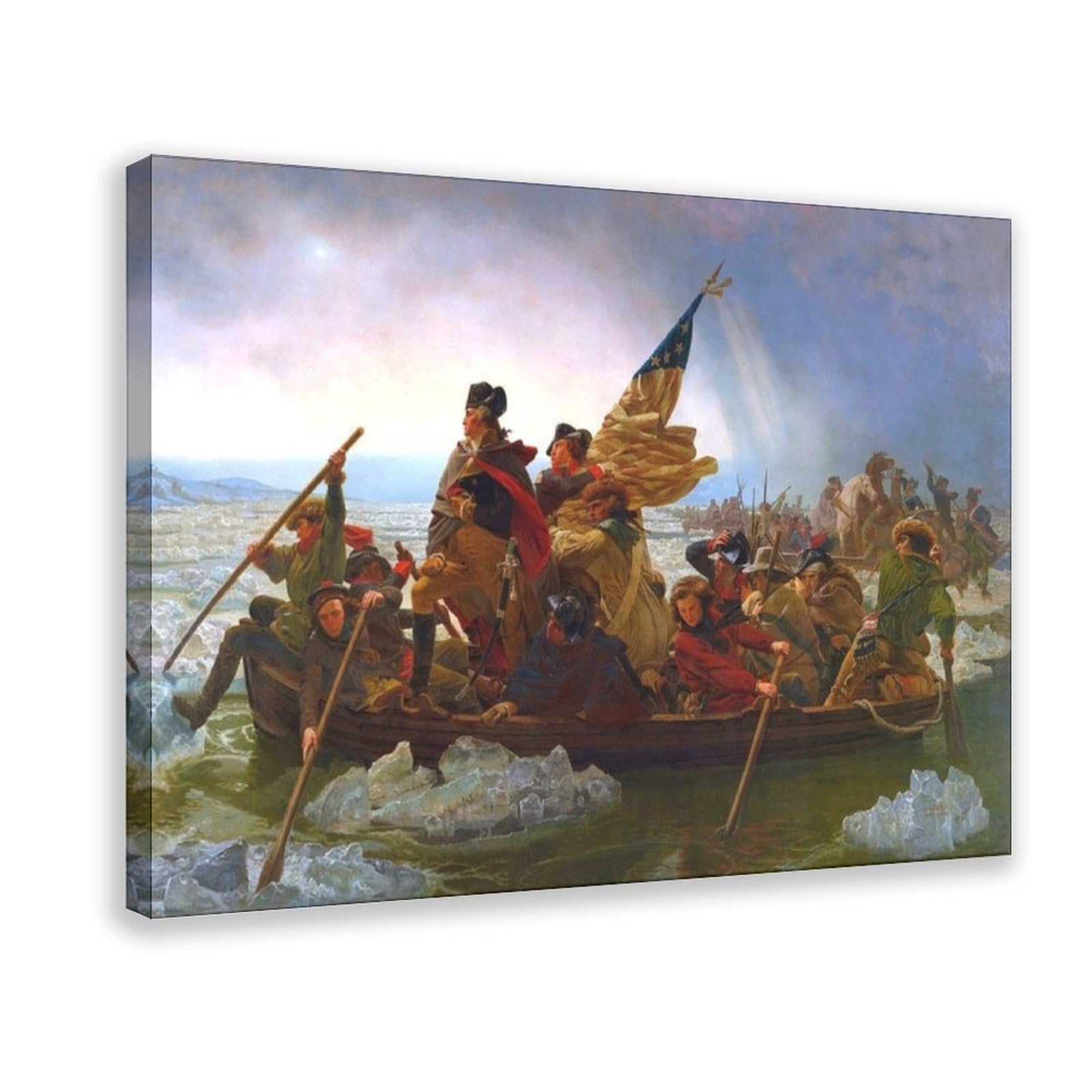 WCYB Washington Crossing The Delaware Emanuel Leutze Posters Prints Canvas Deco Paintings Wall Art Hangable Frame 12" L X 18" W