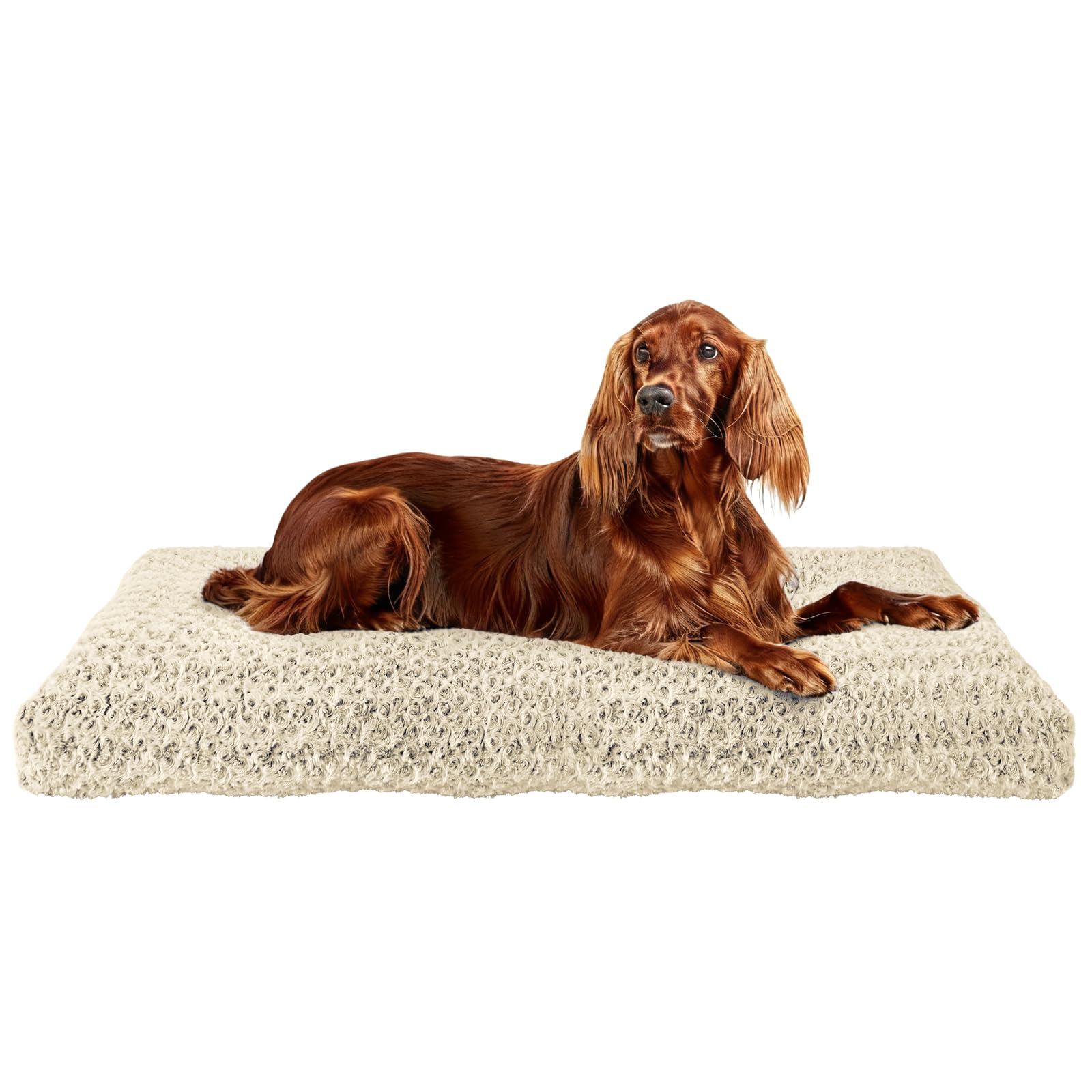 Homaxy Extra Large Dog Bed, Soft Orthopedic Dog Crate Mattress Anti-Anxiety Calming Dog Pillow with Non-Slip Bottom Washable Cushion Pet Mat, 130x92x11cm, Beige