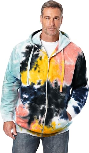 KingSize Men's Big & Tall Fleece Zip-front Hoodie Jacket - 2XL, Cool Blue Marble