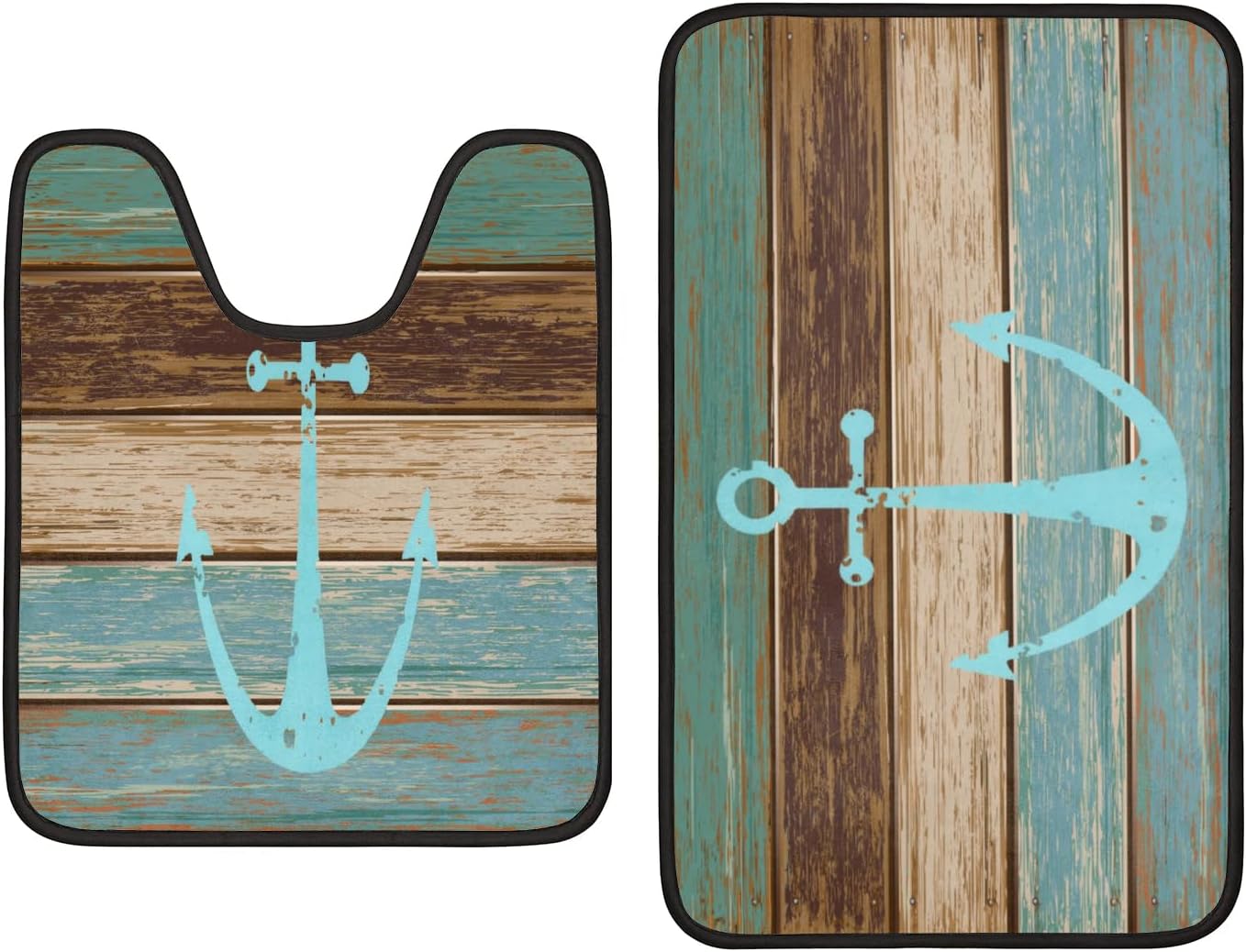 Bathroom Rug Sets 2 Piece Retro Turtle Microfiber Non Slip Bath Carpet, Ocean Theme Absorbent Toilet Mat for Bathroom Floor, Machine Washable Bathroom Mats