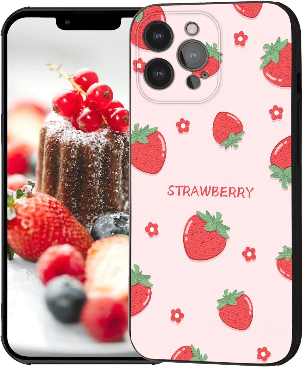 HENGRUI Strawberry iPhone 13 Pro Max Case Cute Cover, Slim Shockproof 3D Relief Protective Cover Case for iPhone 13 Pro Max Case Only