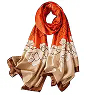 Large Silk Shawl Scarf for Women-Lightweight Satin Long Wrap Silky Fashion Neck Scarf Hijab Headscarf Sun Cover Shawl