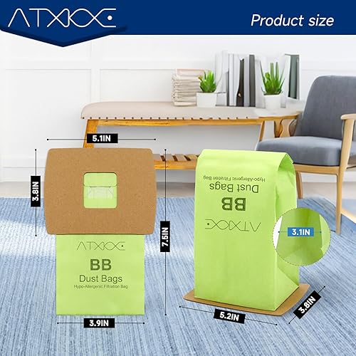 Miniatura 4 de Paquete de 20 bolsas tipo BB de repuesto para Oreck XL bolsas de vacío Buster B, PKBB12DW BB180 BB280 BB850 BB870 BB900 BB1000 MV160 con 2 filtros