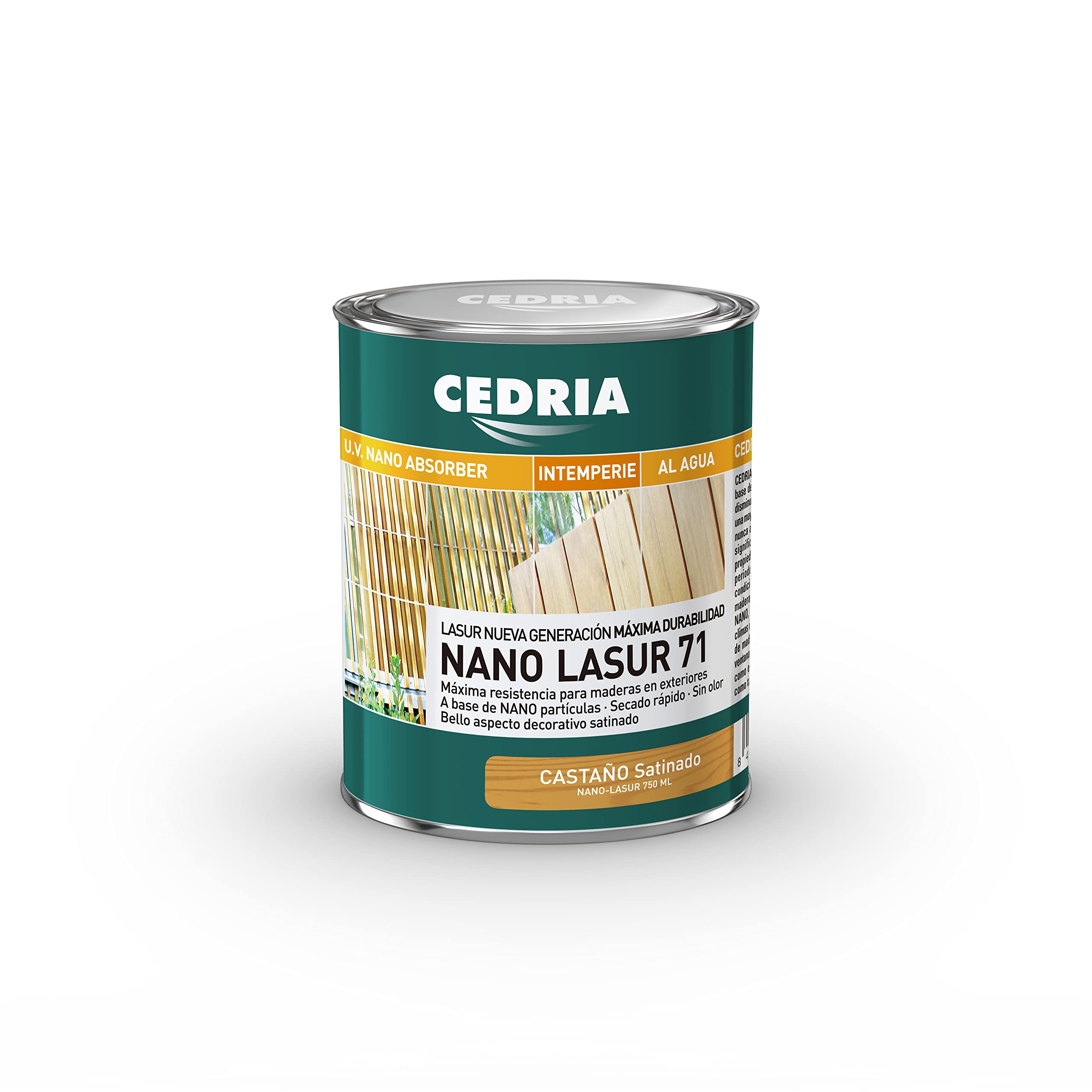 Lasur nano 71 alta tecnologia Cedria (Verticales) 4 litros (Castaño)