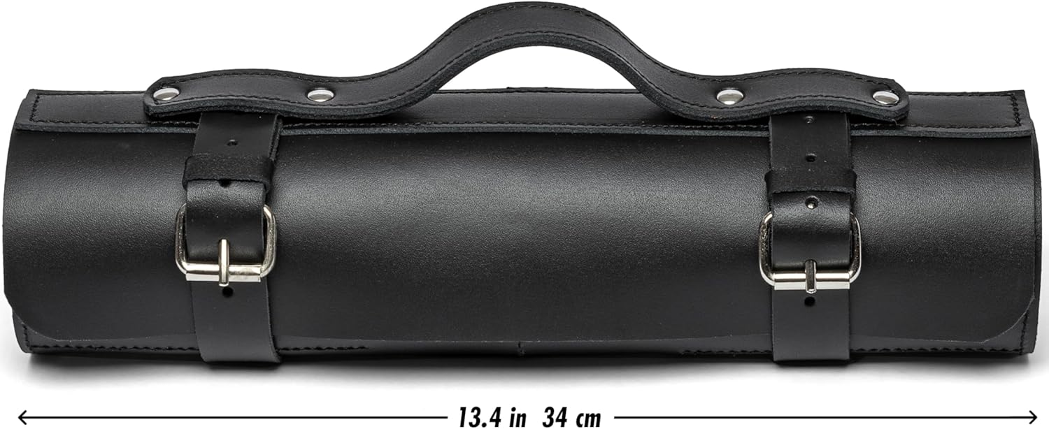 Handmade Leather Pocket Knife Organizer Display Case – 10 Pocket Knife Display Holder, Folding Knives Collection Display Holder VR10BL