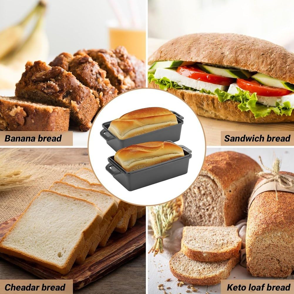 Molde de Pan de Hierro Fundido con Tapa, Distribución Uniforme del para Pan Casero, Pasteles y Pastel de Carne