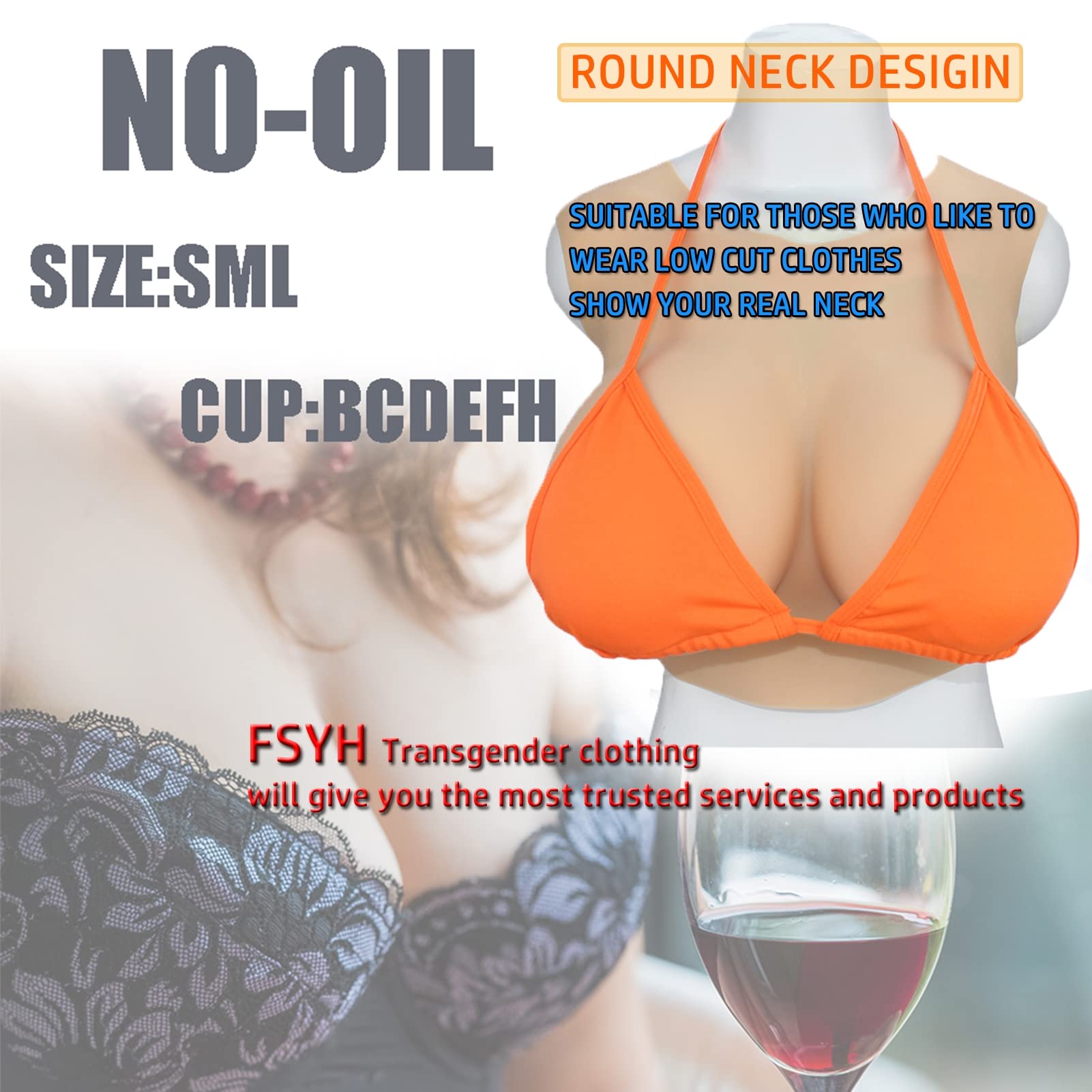 PiersióWki Silikonowe Realistyczne Sztuczne Formy Piersi B-G Cup ddla Transgender Crossdressers Dragqueen Z WypełNieniem BawełNianym/żElowym