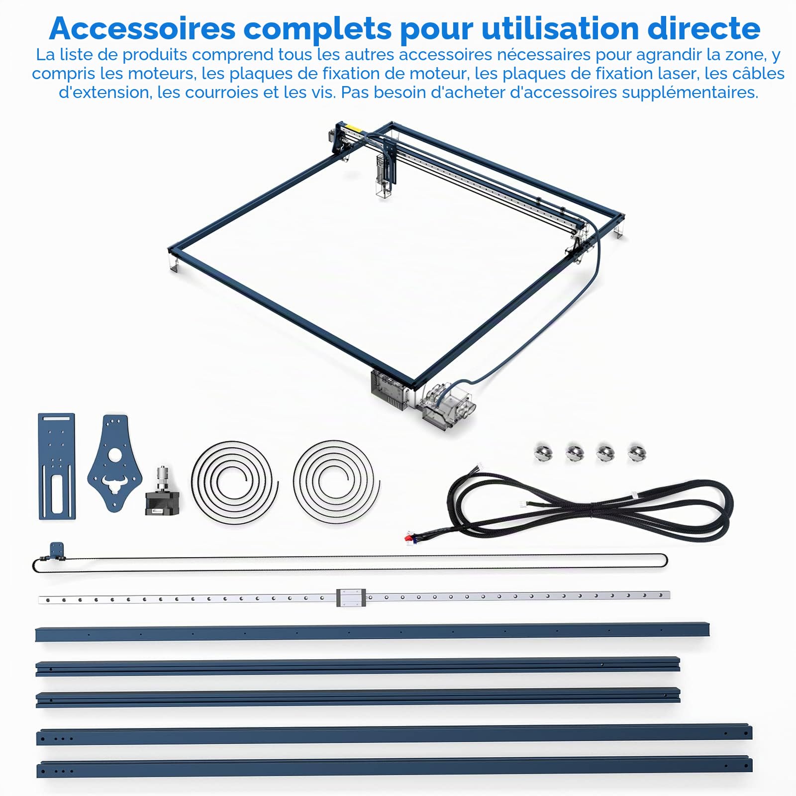 SCULPFUN S10/S30/S30 Pro/S30 Pro Max Zone de gravure laser 935 x 905 mm Arbre d'extension pour machine à graver laser, extension de la zone de gravure