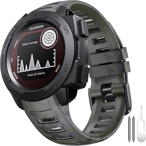 NotoCity Correa de repuesto para Garmin Instinct, silicona suave, compatible con Garmin Instinct 2SolarTactical (camuflaje verde militar)