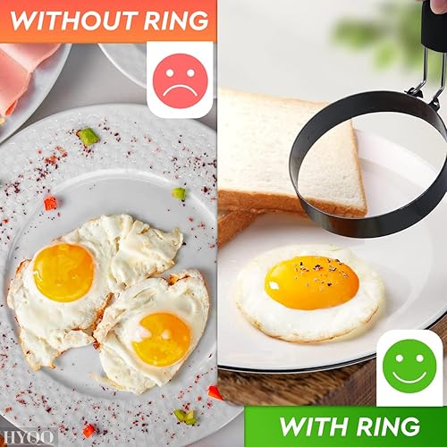 Miniatura 5 de Egg Rings for Frying Eggs - 2Pcs Round Egg Cooker Ring Egg Circles for Frying Eggs Egg Molds Fried Egg Cooker Ring - Egg Mold for Breakfast