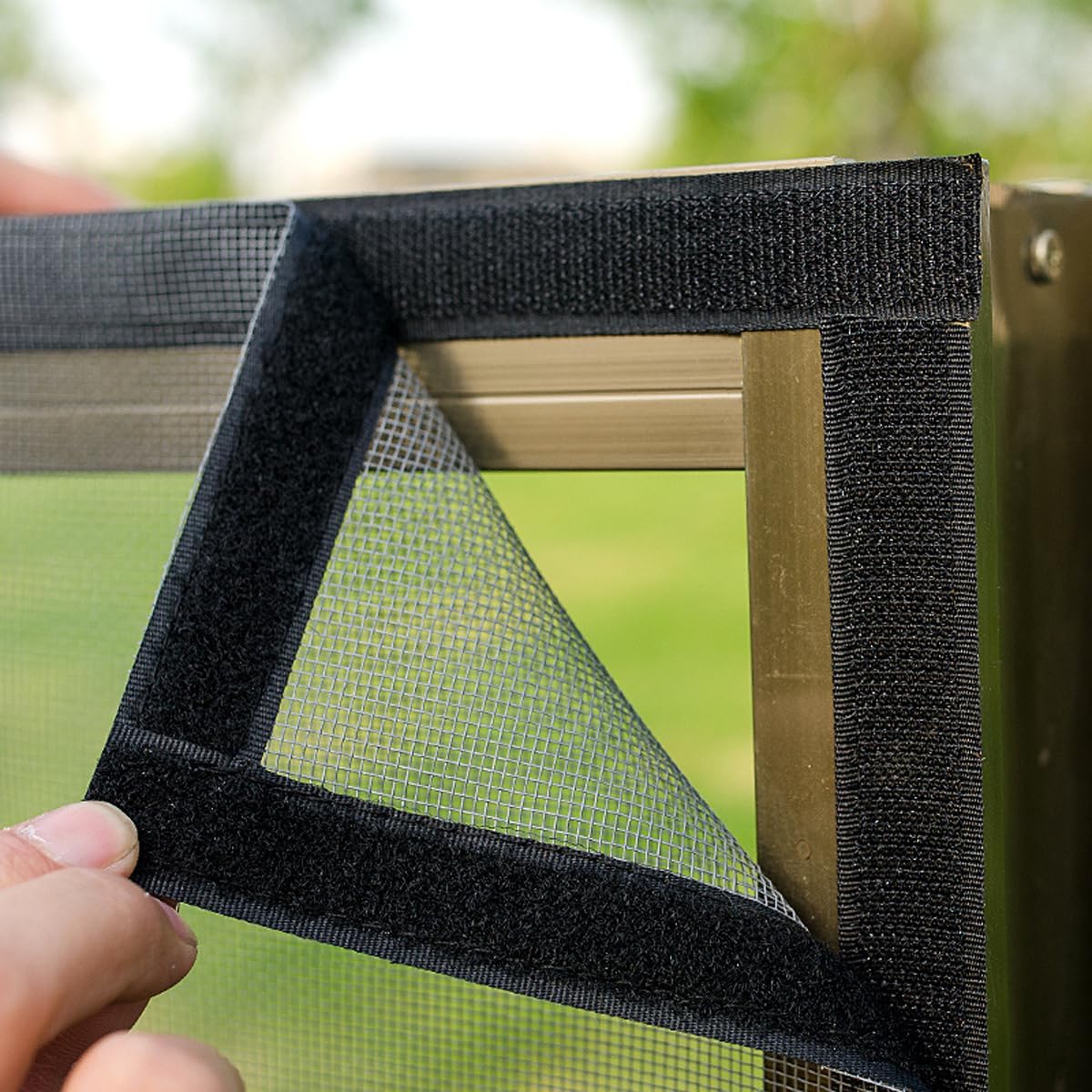 ECYC Ltd Self-Adhesive Window Screen with Hook and Loop Edging Tape, Fiberglass Fine Mesh Window Screen Curtain Removable Window Screen for Home or Office (100x300cm, Black)