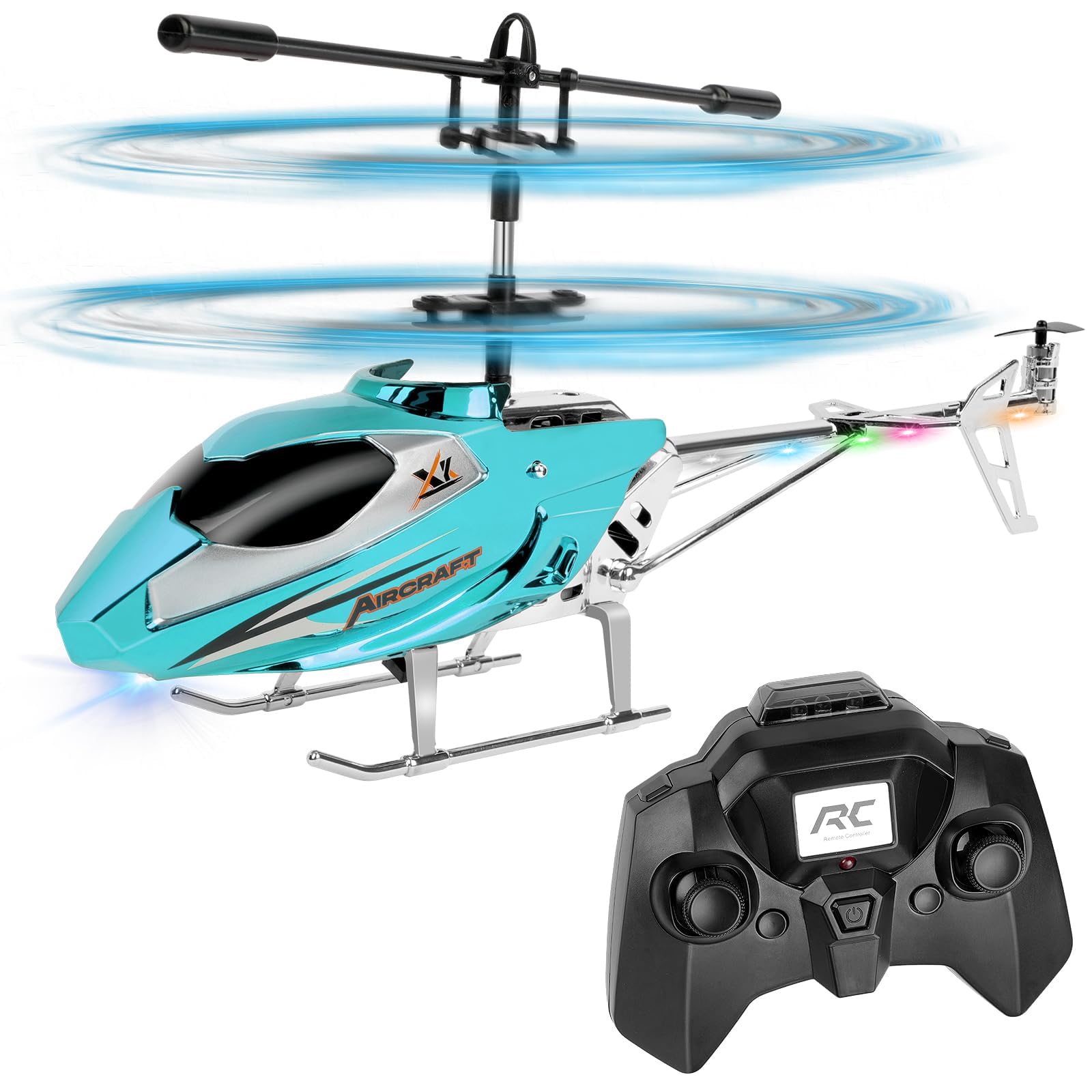 Aolso Remote Control Helicopter for Kids,RC Helicopter with LED Light,Altitude Hold & Gyro,2.4GHz Helicopters Toy with 3.5 Channel,Gift for Boys Adults-Blue