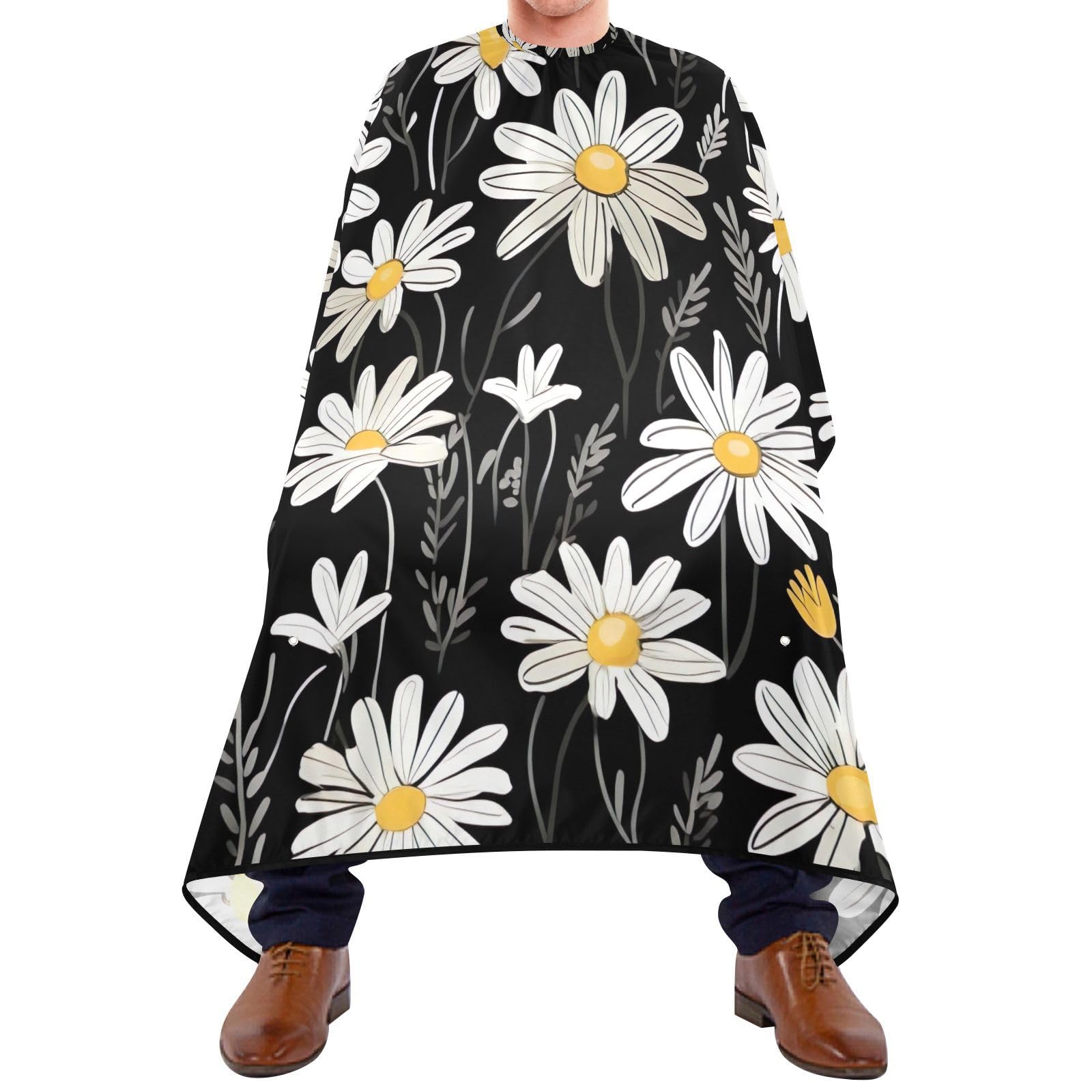 Hezely Daisy Flower Hair Dye Cape, Barber Cape for Adults,Waterproof Salon Cape,Waterproof Hairdressing Styling Hair Cutting, 65
