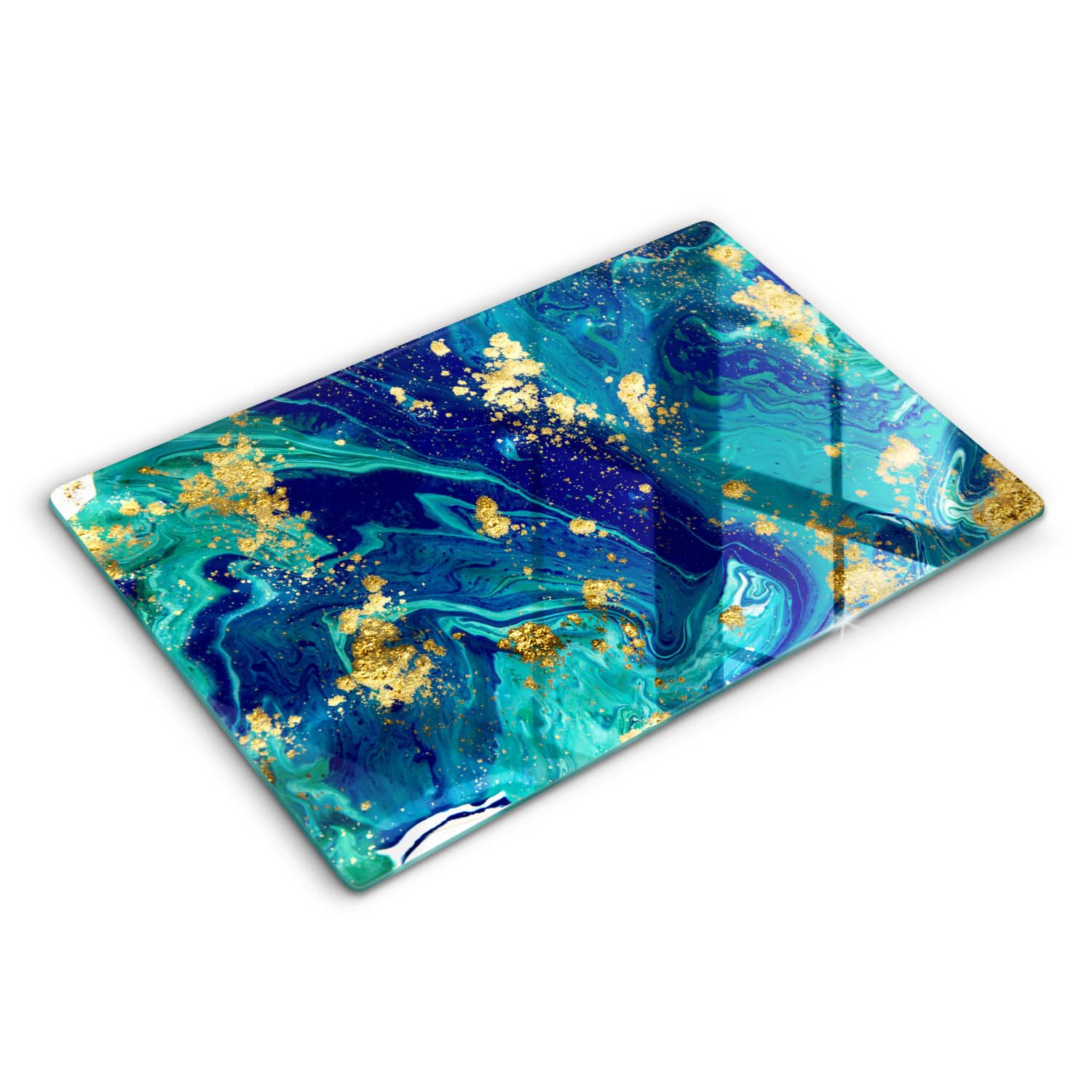 Planche de cuisson en verre haut de gamme Wallfluent 80x52cm motif abstrait or