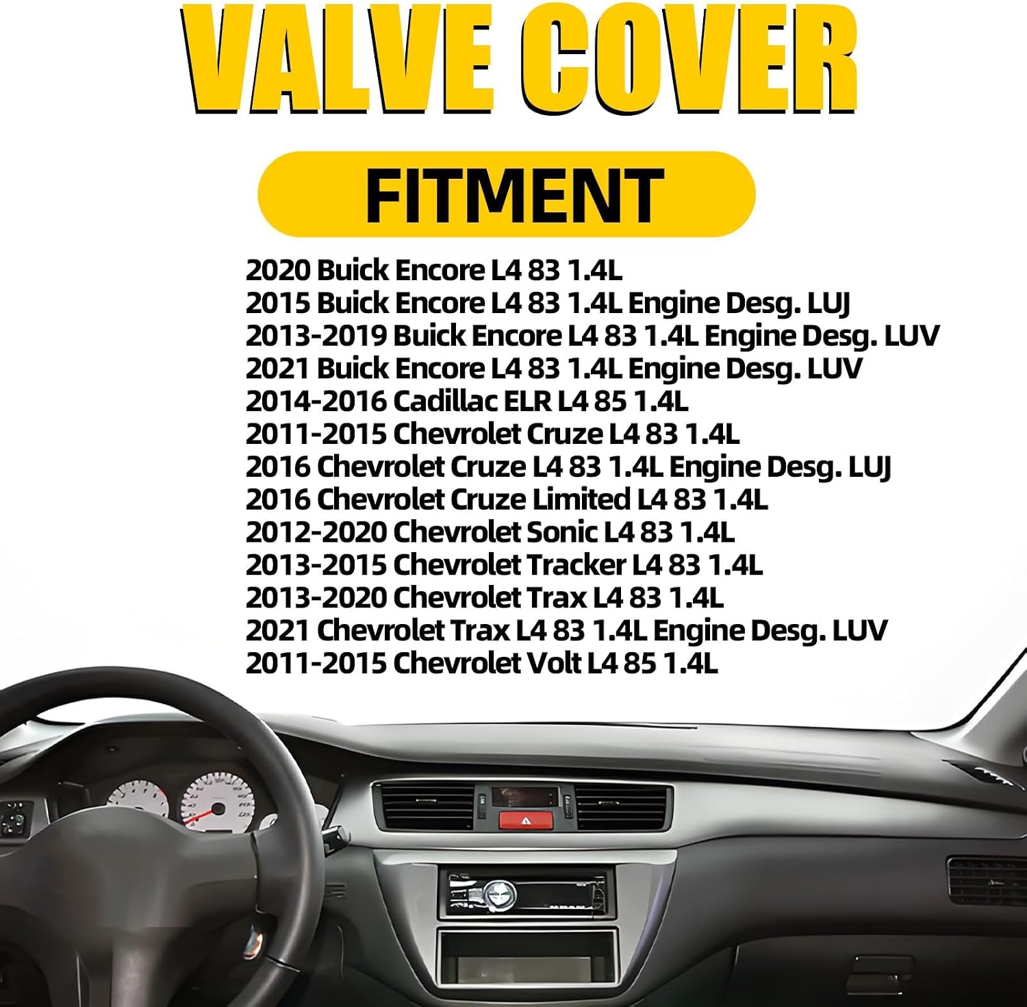 Aluminum Valve Cover Compatible with 2011-2021 Chevy Cruze Sonic Tracker Volt Trax Buick Encore Cadillac ELR 1.4L L4 Turbo Replace 55573746 25198498 264-968