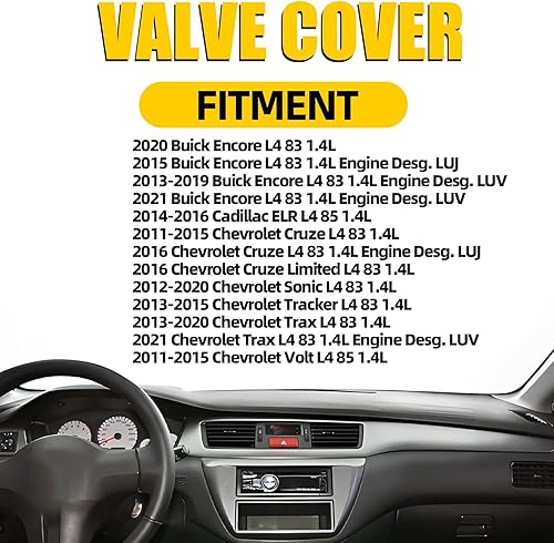 Miniatura 2 de Cubiertas de válvula de aluminio compatibles con Chevy Cruze Sonic Volt Trax Buick Encore Cadillac ELR 1.4L Turbo Reemplazar 55573746 25198498