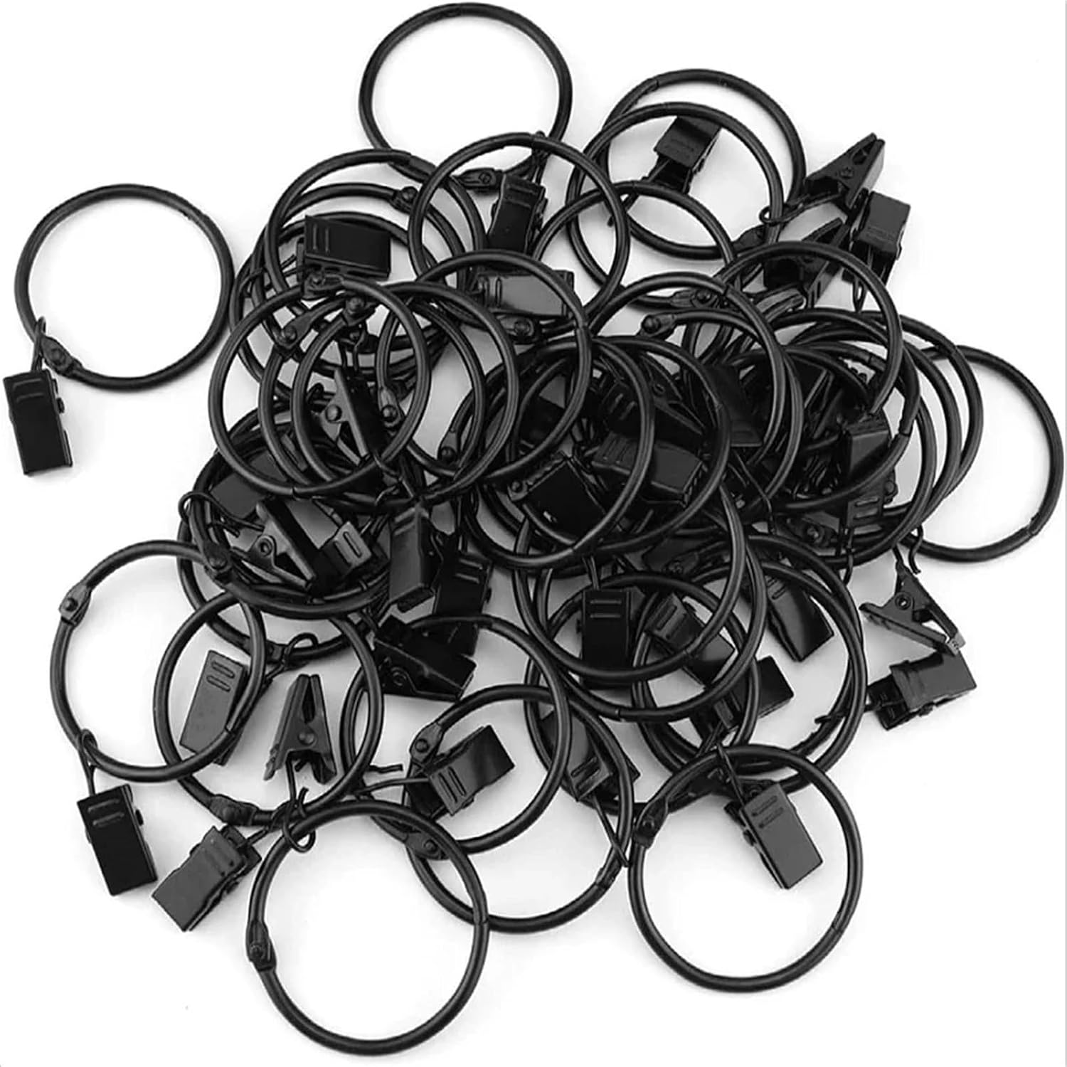 Versatile 35Pcs Curtain Rings with Clips Metal Hooks Hangers Black Drapery with Accessories