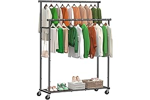 Double Rod Clothing Rack for Hanging Heavy Clothes